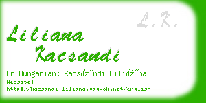 liliana kacsandi business card